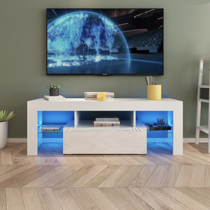 <span class=keywords><strong>Meuble</strong></span> <span class=keywords><strong>TV</strong></span> moderne simple en bois <span class=keywords><strong>blanc</strong></span> personnalisé, ensemble de console de <span class=keywords><strong>meuble</strong></span> <span class=keywords><strong>TV</strong></span> <span class=keywords><strong>noir</strong></span> avec éclairage <span class=keywords><strong>LED</strong></span>, étagères en verre - Product Image 6