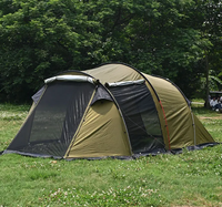 Tente tunnel de glamping familiale quatre saisons avec tissu polyester imperméable de plus de 3000 mm, 2 couches