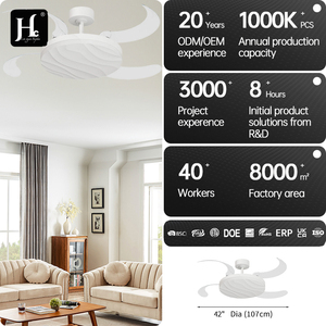 Y363 White Retractable LED Fan <b>Light</b> 42-Inch <b>Ceiling</b> Fan with <b>Light</b> and <b>Remote</b> <b>Control</b> Invisible Home Indoor LED Fan <b>Light</b> - Product Image 4