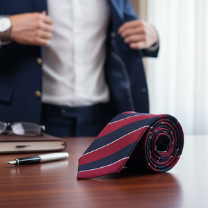 Claret Navy Blue Jacquard <b>Tie</b> - Product Image 3
