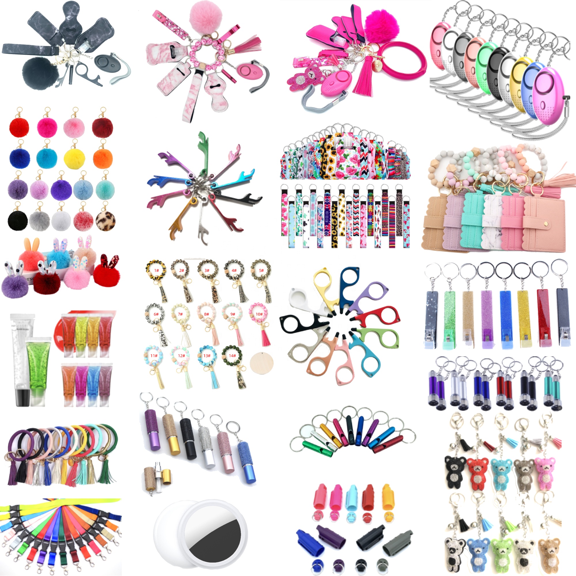 Оптовая продажа, 10 шт., набор ключей для самообороны, набор аксессуаров оптом, брелок для самообороны для женщин