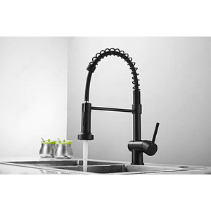Robinet de cuisine moderne monocommande noir brossé en acier inoxydable, avec douchette extractible, pour cuisine gourmet, avec cartouche céramique, à ressort, pour hôtels - Product Image 6