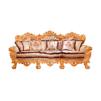 OE-FASHION Royal de Luxe Feuille D'or Sculpté En Bois salon Canapé ensemble style Européen Design Italien En Bois Massif Doré Tissu Canapé