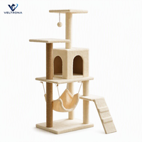 Arbre à chat multi-niveaux avec hamac et condo, griffoir en sisal, tour à chat en peluche pour chats d'intérieur