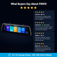 Cámara para Coche 4K HDR con Espejo Retrovisor de 11.8 Pulgadas, Pantalla Táctil Completa, Doble Lente, Visión Nocturna Trasera 1080P, ADAS, GPS, WiFi 5.8G, Sensor G de Estacionamiento 24H, WiFi OEM