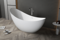 Baignoire autoportante de luxe en pierre artificielle, style hôtelier européen, taille adulte, fonction de trempage, avec drain, écologique