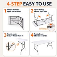 Table pliante en plastique rectangulaire, portable, pour banquets, robuste, pour pique-niques, camping, bureau, événements en plein air, expositions, mobilier