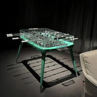 Table de baby-foot professionnelle de luxe personnalisable pour adultes, mini, pour intérieur, avec structure en bois, acier inoxydable et verre trempé ultra-transparent