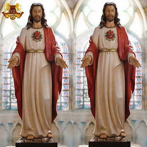 Statua di Gesù a grandezza naturale in resina, Scultura del Sacro Cuore di Gesù in fibra di vetro - <span class=keywords><strong>Prezzo</strong></span> all'ingrosso - Product Image 2