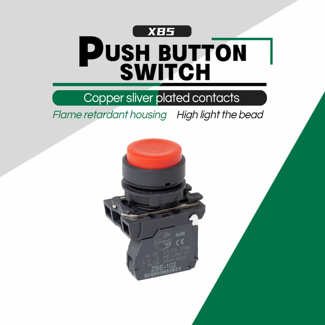 LVBO 3A 250V Electronic Push Button Switch Normally Open NO NC Red Green Yellow 22mm Plastic Flat IP54 LED