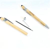 Stylo en bambou écologique 2 en 1 avec tête de stylet Coffret cadeau écologique avec stylos imprimés et gravés avec logo personnalisé Stylet en bambou