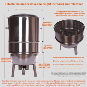 <span class=keywords><strong>Asador</strong></span> Vertical de Acero Inoxidable con Termómetro, Parrilla <span class=keywords><strong>Colgante</strong></span> de Carbón para Pollo, Pato y Salchichas - Product Image 3