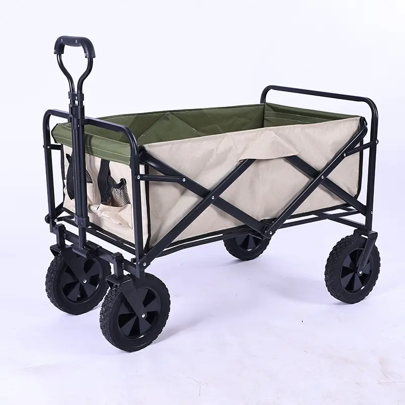 Op Maat Gemaakte Stalen Draagbare Opvouwbare Trolley Kar Strand Camping Tuin Inklapbare Wagen Trolley Camping Kar