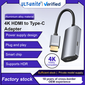 ULT-Unite 4K 60Hz <span class=keywords><strong>HDMI</strong></span> a tipo C Convertidor <span class=keywords><strong>HDMI</strong></span> Macho a USB C Adaptador de cable hembra 4K con fuente de alimentación tipo C HDR - Product Image 2