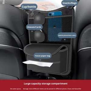 Organisateur de voiture multifonctionnel en cuir PU Sac de rangement de grande capacité avec organisateur entre les sièges pour l'accoudoir central - Product Image 3