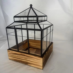 Terrarium en <span class=keywords><strong>verre</strong></span> géométrique carré artisanal en gros avec base en bois <span class=keywords><strong>pour</strong></span> la décoration <span class=keywords><strong>de</strong></span> plantes d'intérieur et d'extérieur sur balcon - Product Image 2