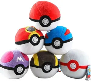 أنيمي Pokemoned الكرة الرئيسية أفخم 5 بوصة PP القطن محشوة Pokeballs لعب للأطفال
