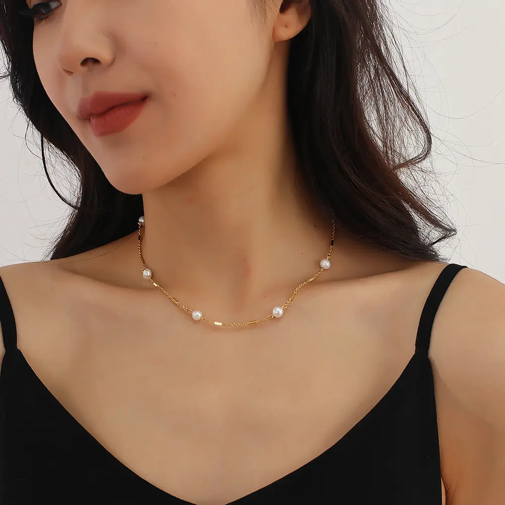Vershal B5-198 plaqué or 18K perle d'eau douce brillante Offre Spéciale bijoux fins populaires colliers de charme