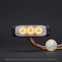 Feux de calandre stroboscopiques LED pour camion, 3 lumières, ECE R65 R10, IP67, 9W, blanc, jaune, rouge, bleu, personnalisables OEM, garantie 3 ans