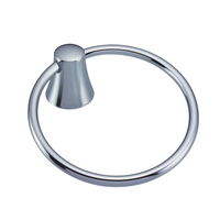 Porte-serviette de salle de bain moderne en alliage de zinc, base en acier inoxydable, rond, chromé, à fixation murale