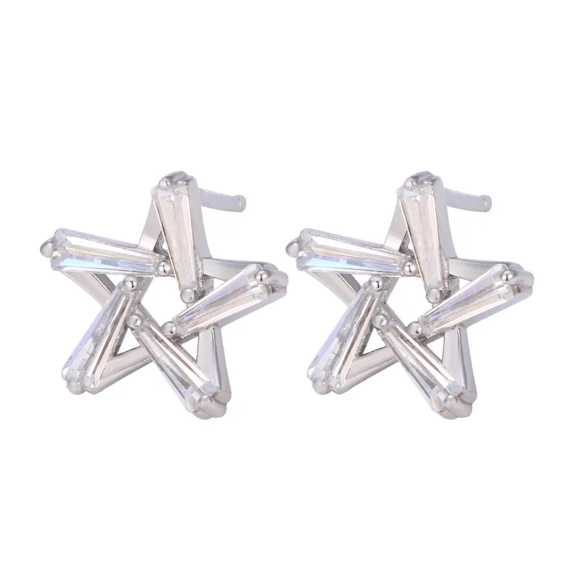 Orecchini a forma di stella con orecchini a forma di stella 925 Chic in argento Sterling orecchini pendenti con ciondolo alla moda