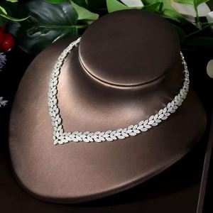 HIBRIDE Clear AAA CZ Leaf Design <b>Necklace</b> Earring Bracelet and Ring Sets, Women Bridal Wedding Party Jewelry Accessories N-1245 - Product Image 5