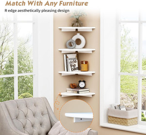 4 현대 화이트 귀여운 나무 매달려 보관 플로팅 벽 마운트 홈 장식 룸 코너 선반 세트 - Product Image 5