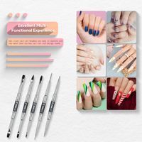 Nouvel ensemble professionnel de 5 pinceaux à double embout pour nail art, avec manche métallique, pour extension de gel et décoration de liner, gainant en temps et l'espace