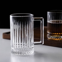 Grande tasse à thé épaisse de style luxe léger, résistante à la chaleur, avec poignée, pour la bière, le lait et le petit-déjeuner