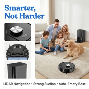 หุ่นยนต์ดูดฝุ่นอัจฉริยะพร้อมมอเตอร์แปรงปัดฝุ่น แรงดูด 3500PA ชาร์จอัตโนมัติ ควบคุมผ่านแอปพลิเคชัน สำหรับใช้งานกลางแจ้งและในโรงรถ - Product Image 3