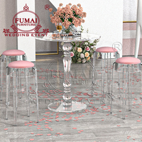 Table et chaises de mariage élégant en acrylique transparent de hauteur de bar