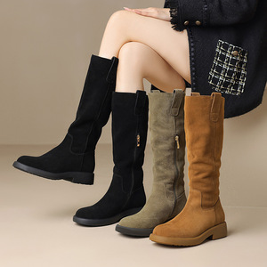 Winter Luxury Ladies Knee High <b>Boots</b> Made of Handcrafted Cowhide High Top <b>Boots</b> <b>With</b> Fashionable Side <b>Zippers</b> Knight <b>Boots</b> - Product Image 4