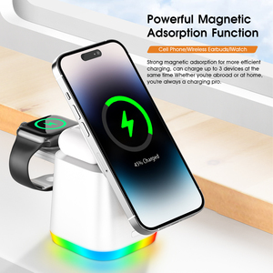Meilleure vente RGB Atmosphere Portable 3 en 1 Station de charge sans fil magnétique pliable pour iphone 15/14/13 Pro Max15/13 Pro - Product Image 6