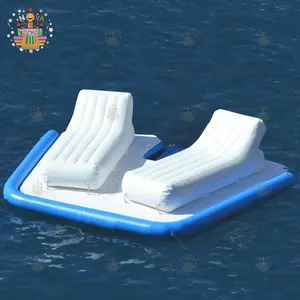 पानी नाव खिलौना छह डेक कुर्सियों पानी डॉक के लिए 6 व्यक्तियों Inflatable अस्थायी द्वीप