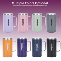 Mug à café isotherme en acier inoxydable 304 de 600 ml, double paroi sous vide, gobelet de voyage incassable pour le camping, le bureau et les activités de plein air