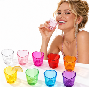 Bicchierini in Plastica a Forma di Cuore da 1,5 oz, Mini Coppe Colorate per Liquori, Ideali per San Valentino, Matrimoni, Addii al Nubilato - Product Image 1