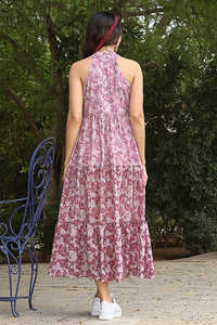 Vestido informal con estampado de bloques a mano para mujer, vestido Midi con estampado Floral de verano, vestido Maxi con estampado Floral bohemio - Product Image 6