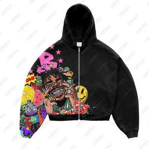 Wholesale High Quality Men's Winter Oversized Hooded Pullover Custom Printing Embroidery <b>Zipper</b> <b>Tie</b> Dye 100% Cotton Windproof - Product Image 1