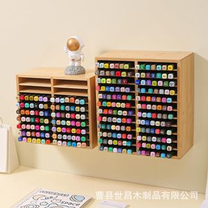 Estante de almacenamiento de escritorio de madera de bambú, organizador de papelería multifuncional de 5 capas para estudiantes, uso en la oficina - Product Image 3