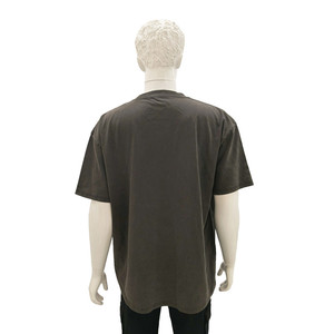 Streetwear Mock leher 260 GSM berat badan katun kebesaran pria kosong Vintage asam cuci kaus grosir - Product Image 2