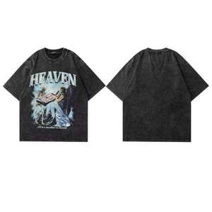 New T-shirt of High Street <strong>Fashion</strong> Brand, Washed and Distressed, Digital Printed, Loose Short-sleeved and Heavy T-shirt. - Product Image 4