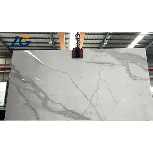 ZGSTONE Pierre Artificielle Frittée <span class=keywords><strong>de</strong></span> Haute Qualité 3200*1600*9mm, Dalles <span class=keywords><strong>de</strong></span> Porcelaine Effet Marbre Blanc Veines Vertes, <span class=keywords><strong>Ardoise</strong></span> <span class=keywords><strong>de</strong></span> Roche pour Repas en Extérieur - Product Image 1