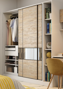 <span class=keywords><strong>Armadio</strong></span> Moderno Skyline 2025 <span class=keywords><strong>Bianco</strong></span> Opaco con Porta Scorrevole in Legno per Camera da Letto - Product Image 6