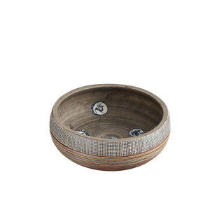 Современная керамическая раковина ручной работы сине-белого цвета с легкочистящейся чашей с деревянной гравировкой для столешницы в ванной комнате - Product Image 4