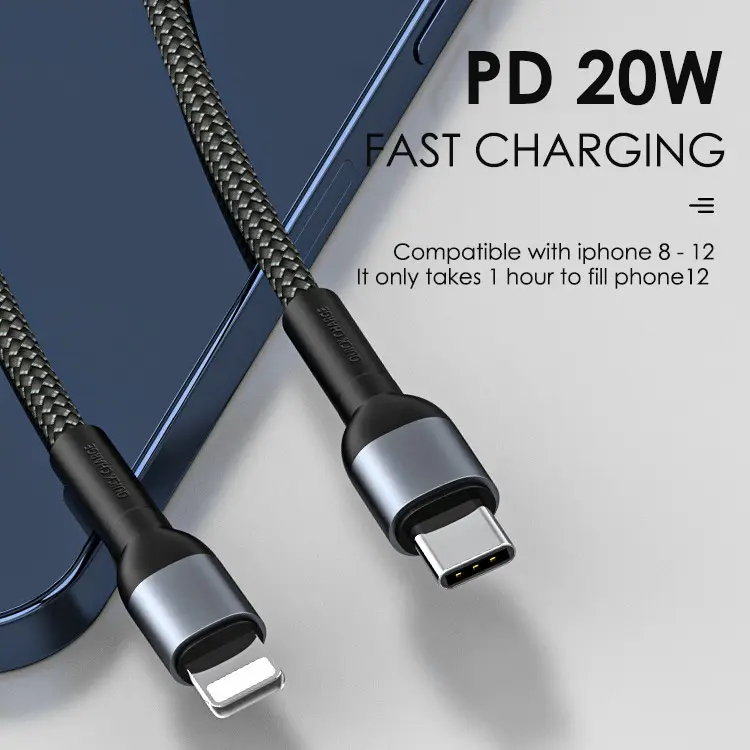 ISO9001 Factory Certified PD 20W Type-C To iPhone charger USB For Apple Cable Charging Cables