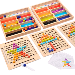 <span class=keywords><strong>Jeu</strong></span> de correspondance de perles colorées - <span class=keywords><strong>Jeu</strong></span> de société éducatif en bois pour l'éveil des enfants et l'entraînement à la concentration parent-enfant - Product Image 1