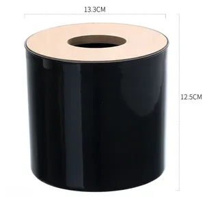 Boîte à mouchoirs circulaire en plastique, écologique, durable, moderne, pour salon, boîte de rangement pour serviettes en papier et télécommandes - Product Image 6