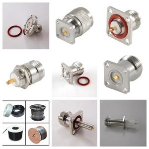 Connecteur coaxial RF N <span class=keywords><strong>femelle</strong></span> à bride carrée de 17,5 mm, isolateur de 8 mm, broche de <span class=keywords><strong>3</strong></span> mm, 50 Ohms, DC-11 GHz, IP68, pour connexions de câbles micro-ondes - Product Image 1