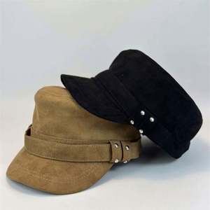 Gorra de béisbol retro de otoño-invierno para mujer, estilo coreano, a la moda, de gamuza, para exteriores, con parte superior plana y visera grande. - Product Image 3