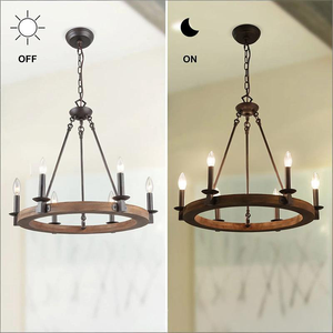 JYLIGHTING anello <span class=keywords><strong>in</strong></span> <span class=keywords><strong>legno</strong></span> lampadario industriale stile rustico per sala da pranzo soggiorno Hotel decorativo lampada a sospensione - Product Image 2